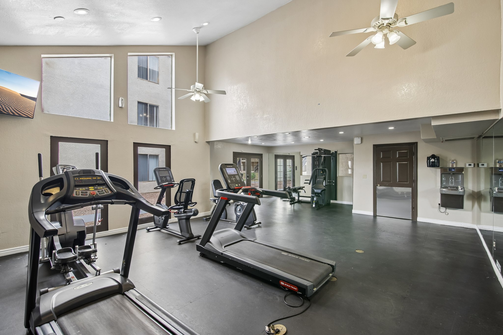 Fitness center with treadmill
