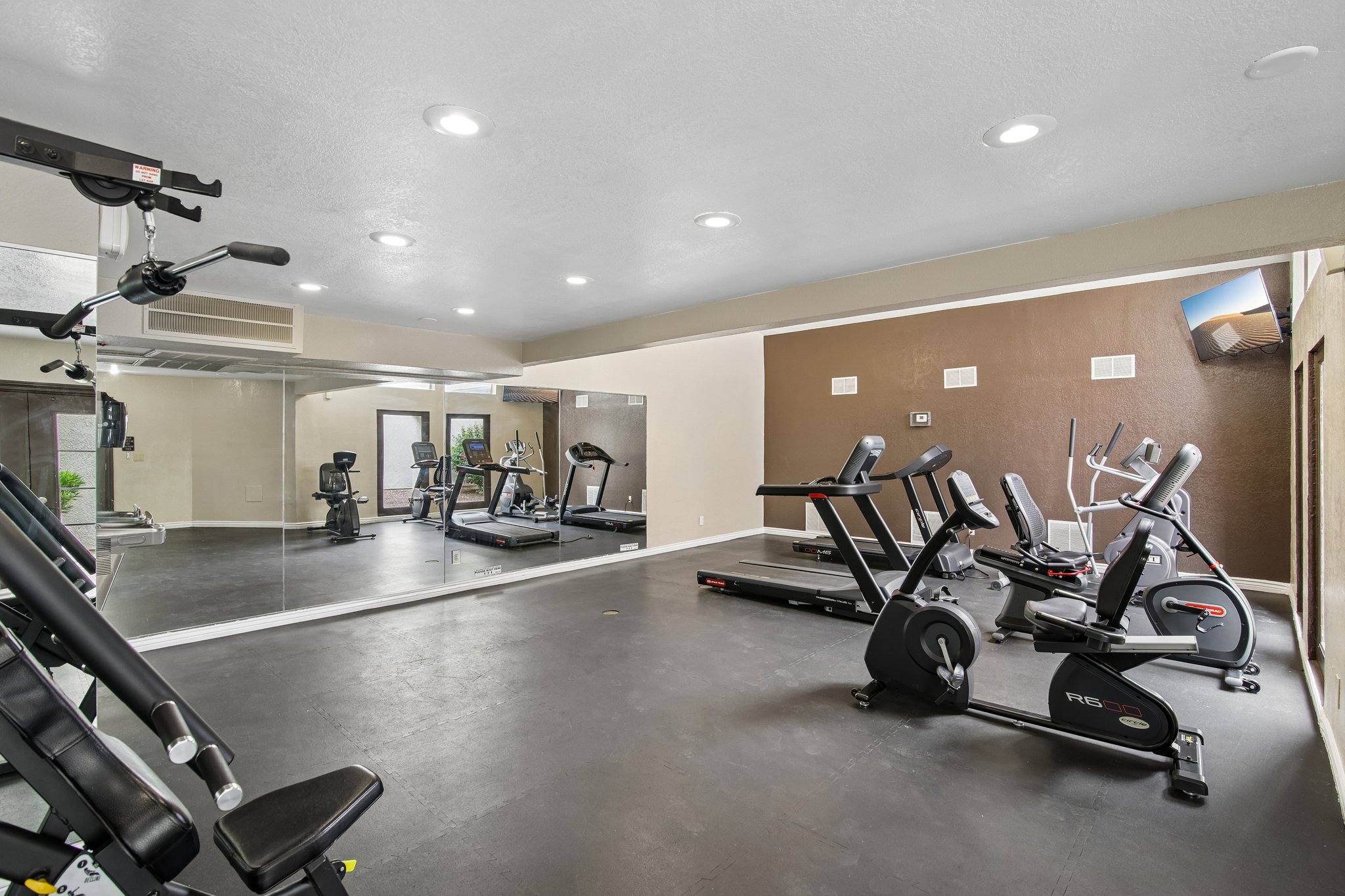 fitness center with cycle machine