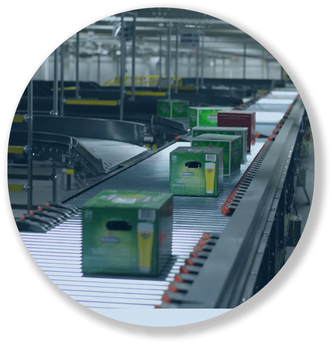 Automated conveyor system inside a distribution center