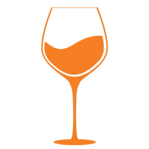 Orange wine glass icon partially filled on a transparent background.