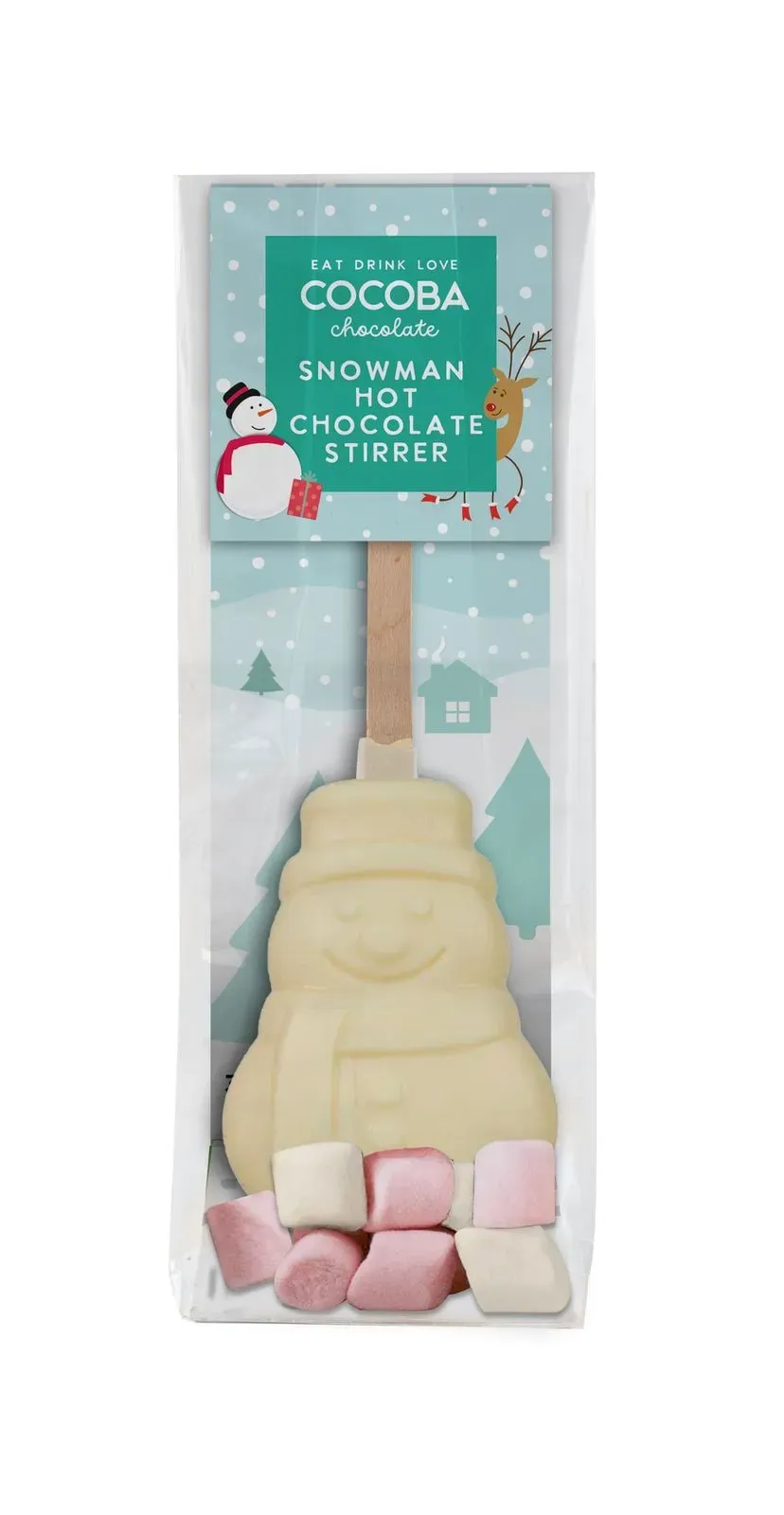 Cocoba White Hot Chocolate Snowman Stirrer