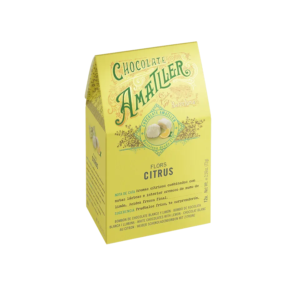 Amatller White Chocolate Flowers filled with Lemon
