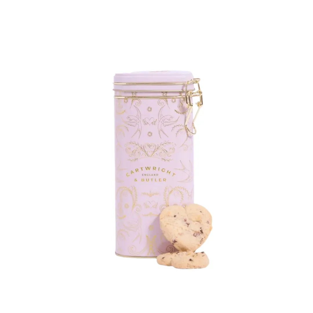 Cartwright & Butler Raspberry & White Chocolate Biscuits in Heart-Shaped Tin