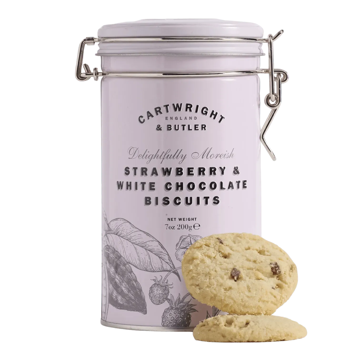 Cartwright & Butler Strawberry & White Chocolate Biscuits in Tin