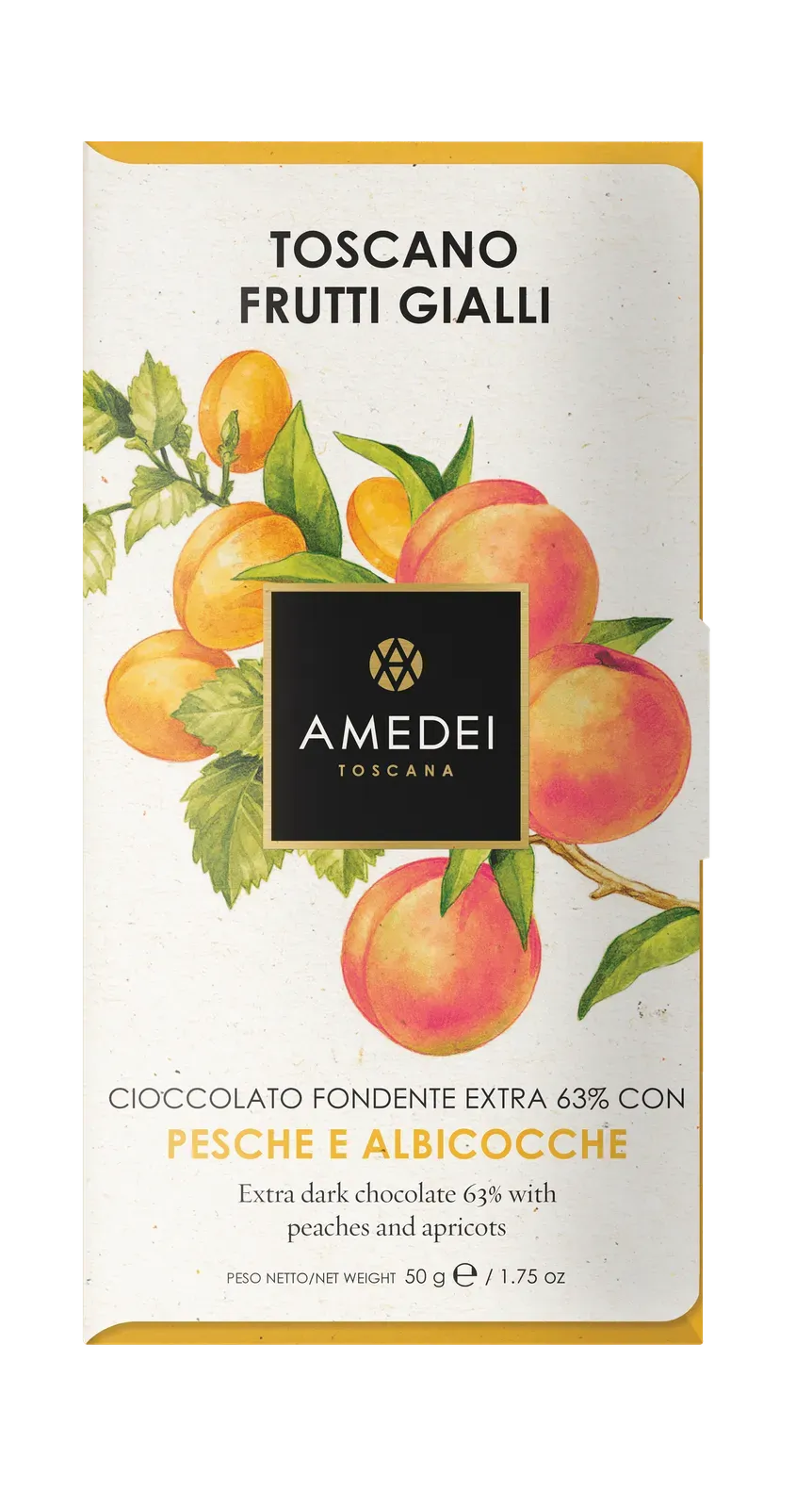 Amedei Toscano Blond 63% Extra Dark Chocolate with Peaches and Apricots