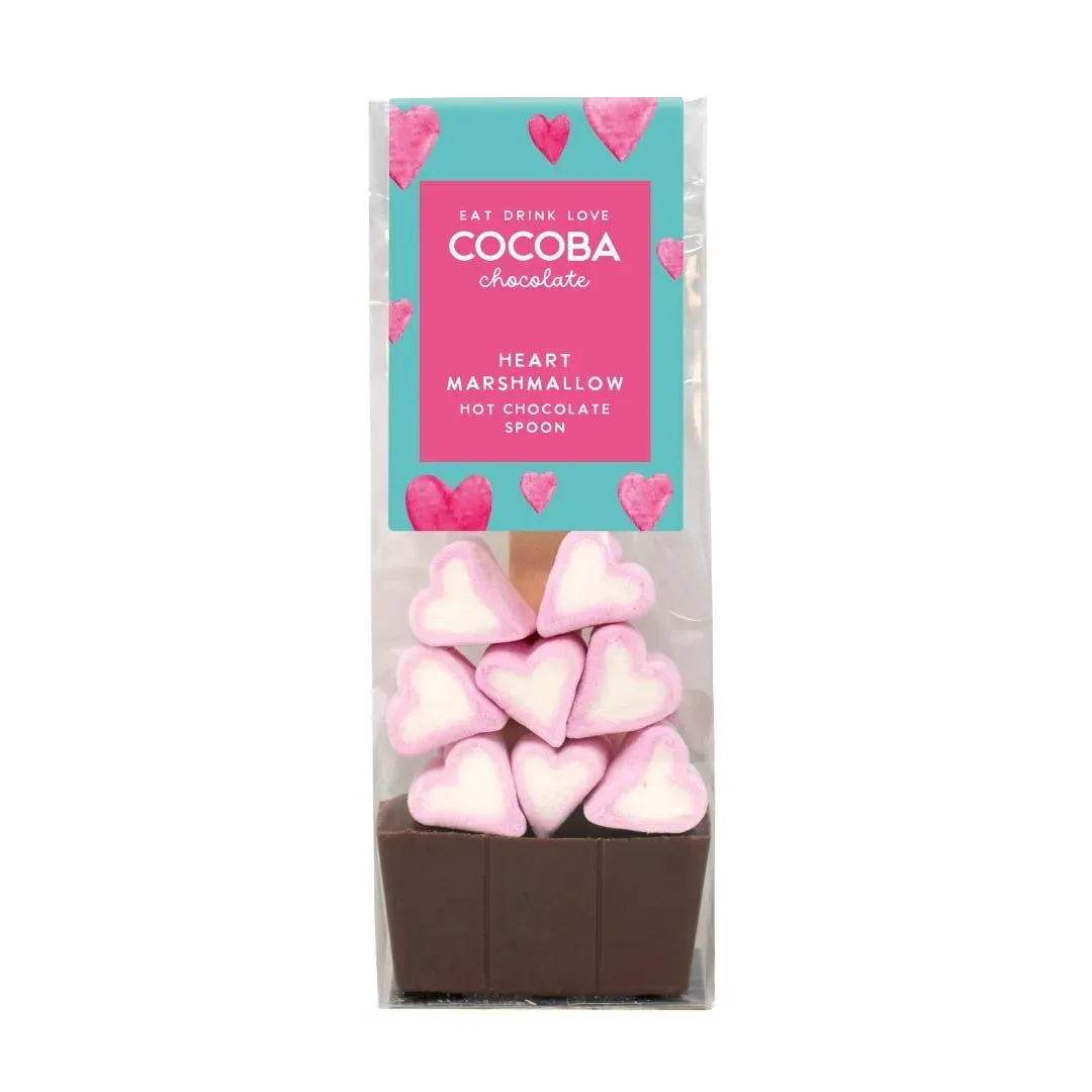 Cocoba Milk Hot Chocolate Spoon with Heart Marshmallows