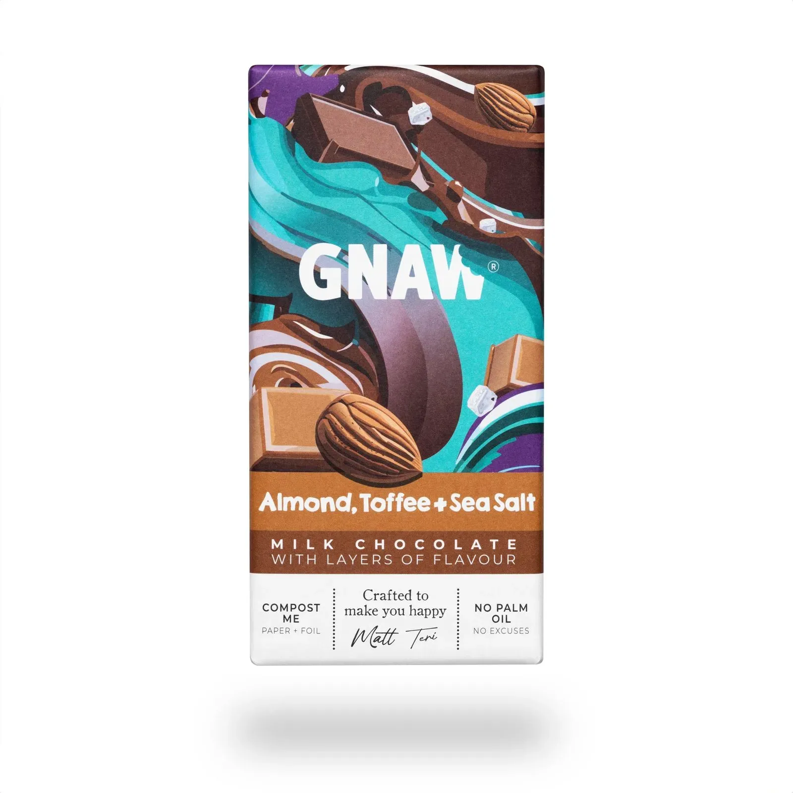 Gnaw Almond Toffee and Sea Salt Milk Chocoalte Bar
