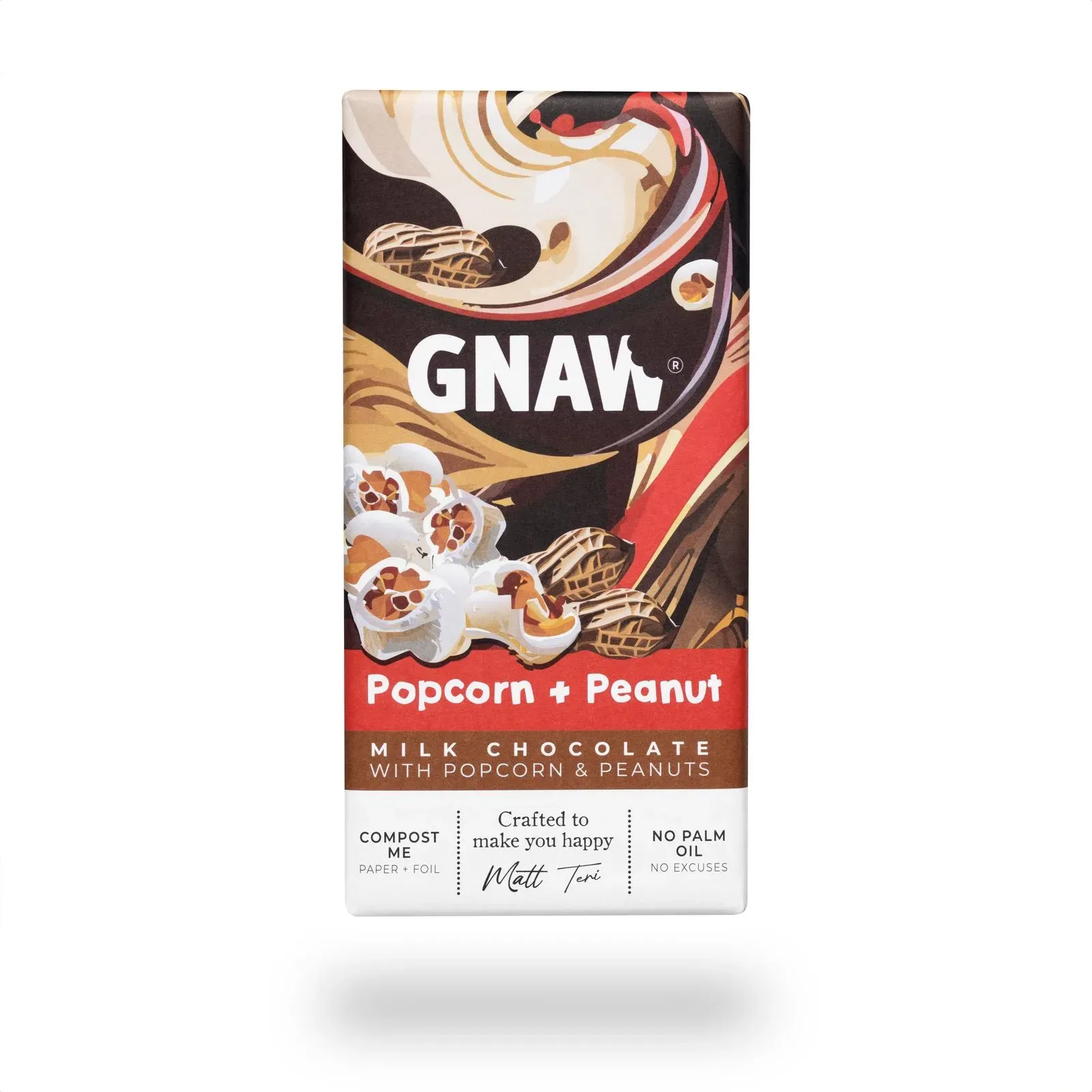 Gnaw Popcorn and Peanut Milk Chocolate Bar