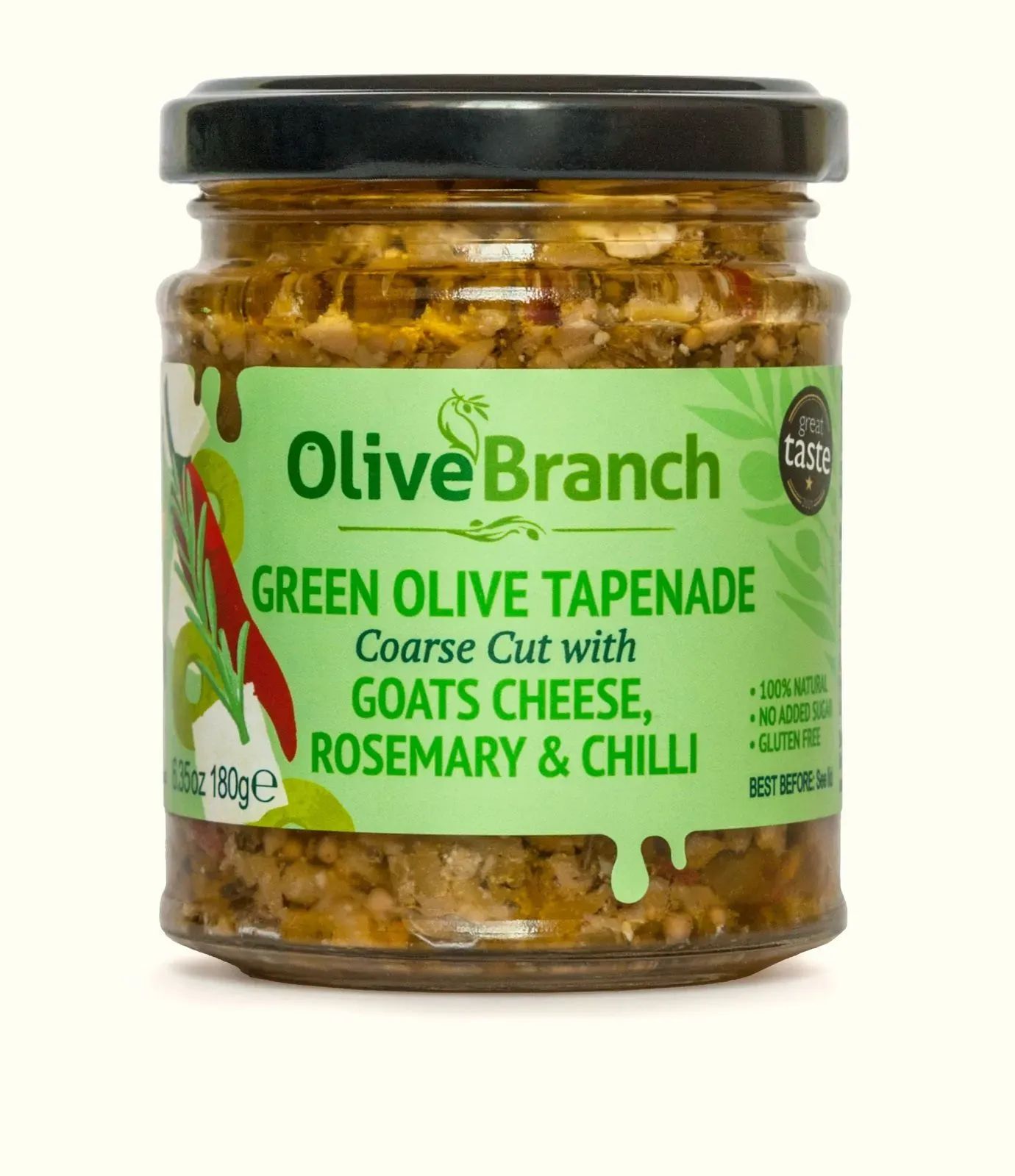 Olive Branch Green Olive Tapenade with Goats Cheese, Rosemary & Chilli