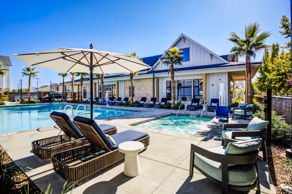 Swimming pool with lounge chairs