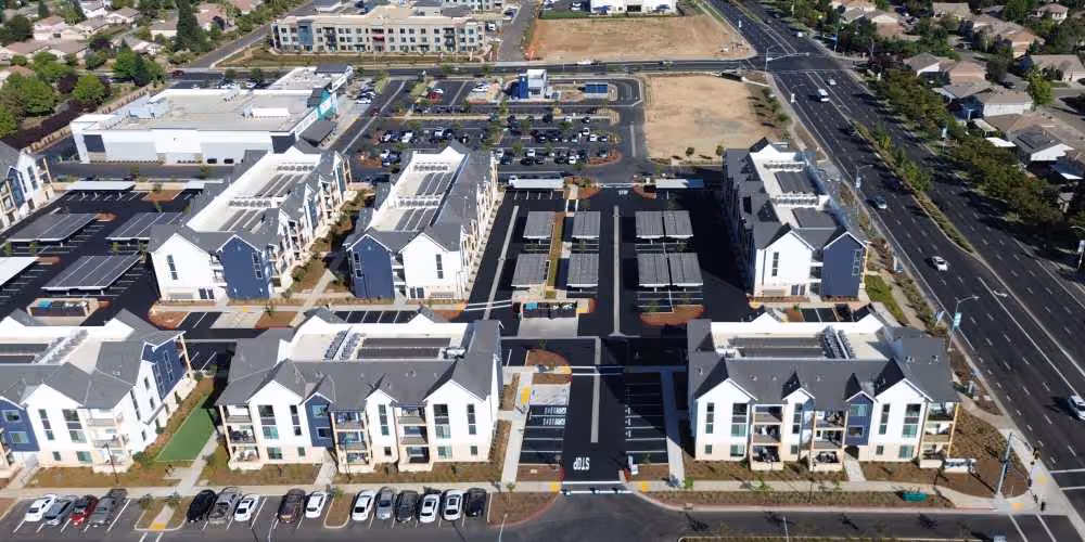 Birds eye view of exterior and surrounding area