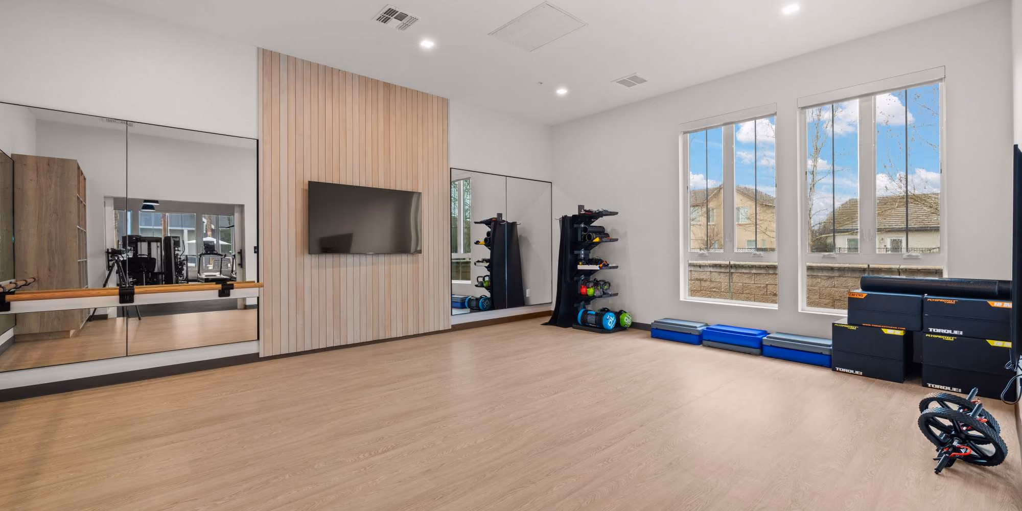 Yoga studio with tv