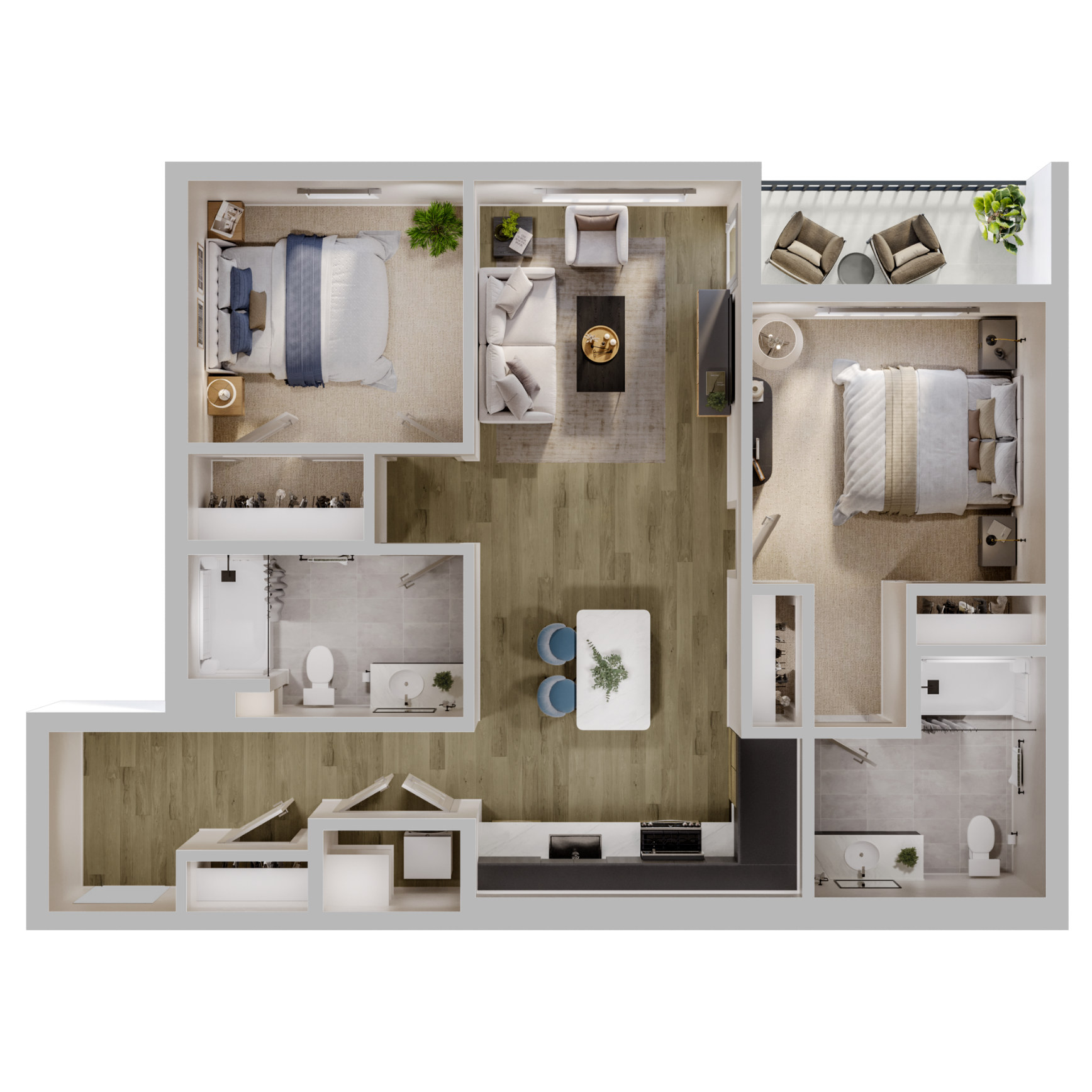 2 bed 2 bath floor plan layout