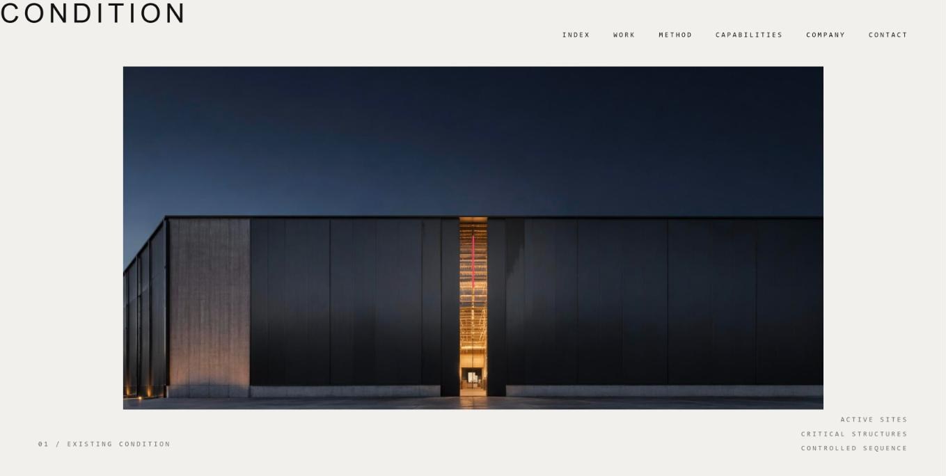 Condition concept study — construction company website