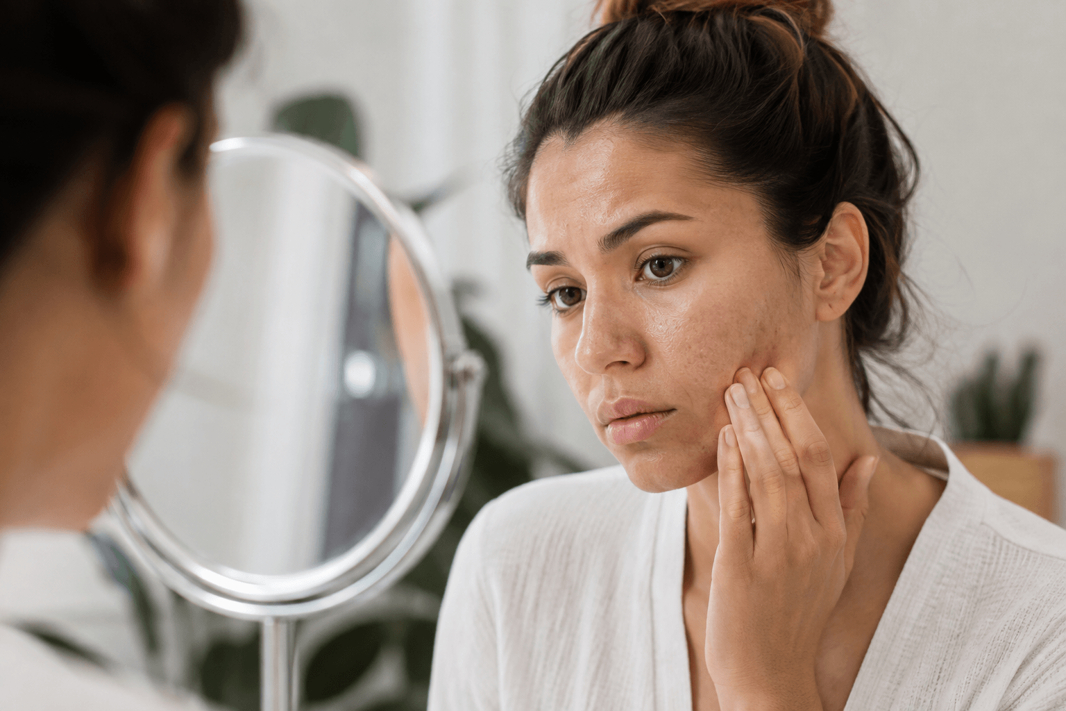 Esthetician applying a chemical peel treatment to a client's face in Fort Worth, Texas