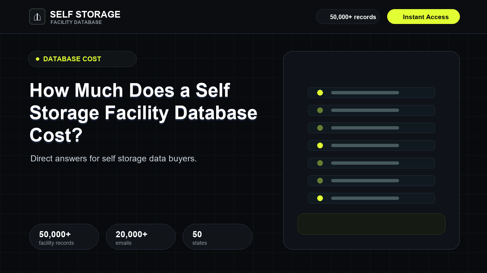 How Much Does a Self Storage Facility Database Cost?