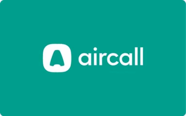 Aircall logo with a white abstract letter A inside a rounded square on a green background, next to the word 'aircall' in lowercase white letters.
