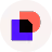 Circular icon with a red curved arrow pointing right over a purple square with a small black square at the bottom right.