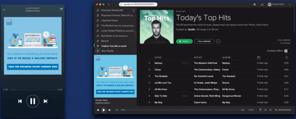 Goldman Sachs using Spotify for recruitment campaign