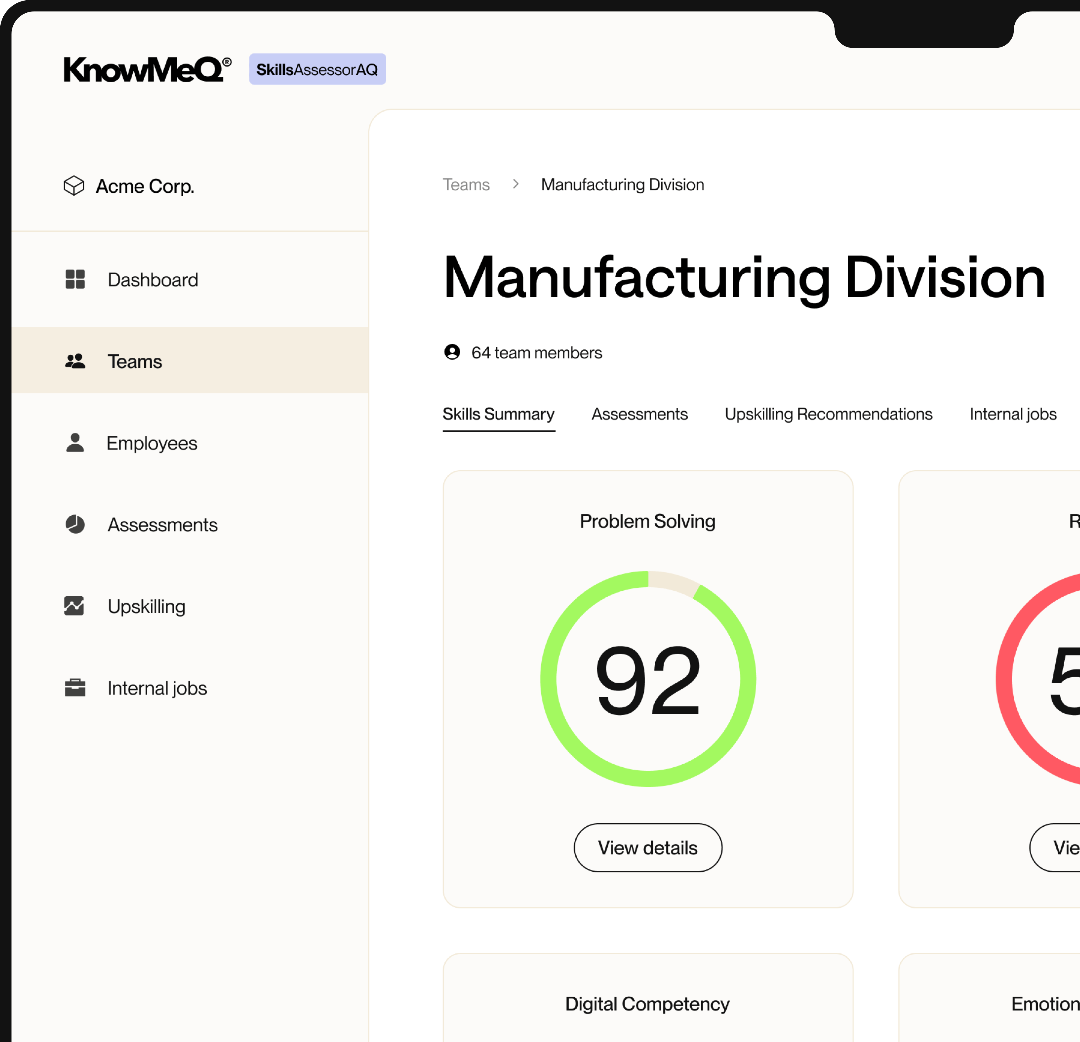 Screenshot of SkillsAssessorAQ