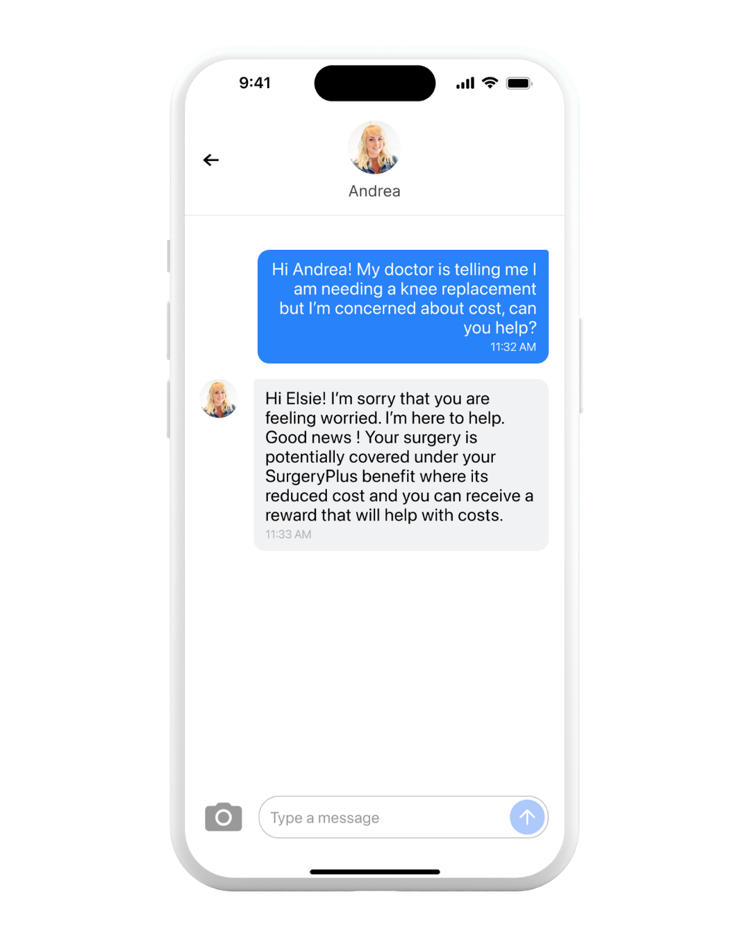 Care Guide chat sample