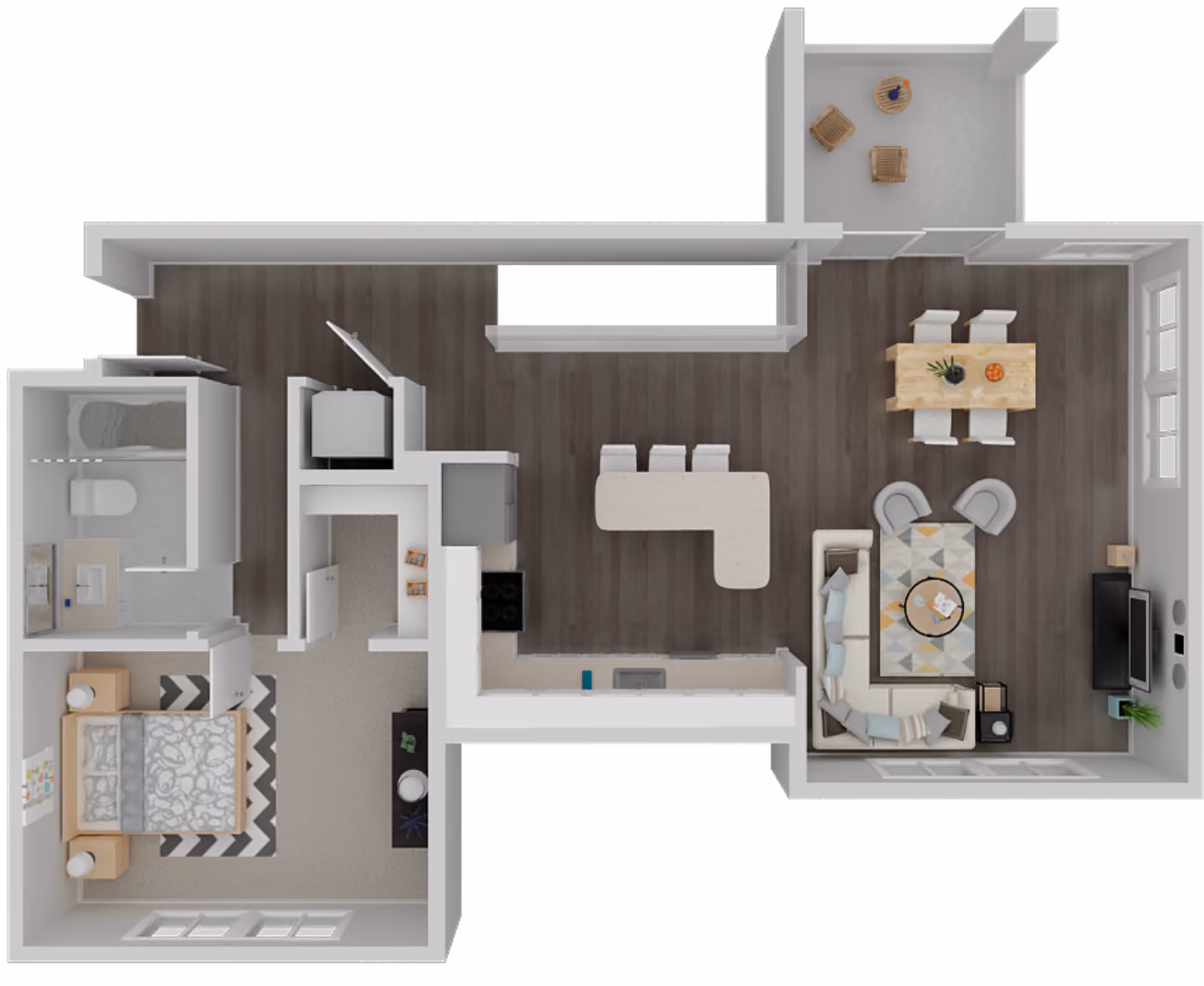 1 bedroom, 1 bath