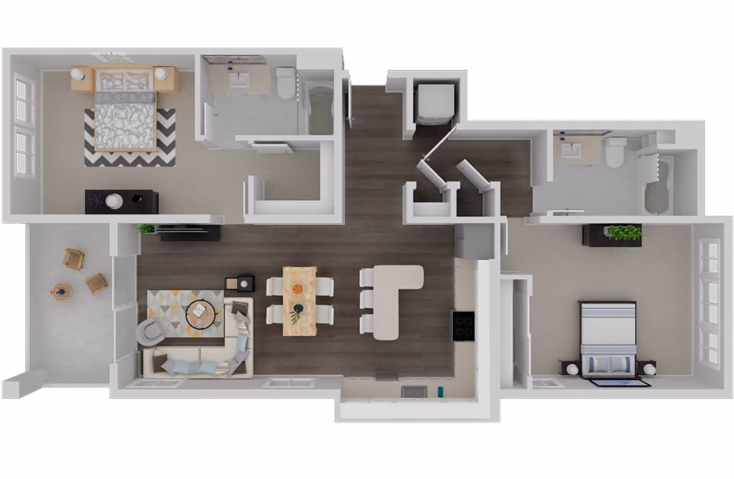 2 bedroom, 2 bath