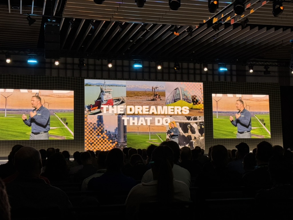 ICC 2026 keynote slide titled The Dreamers That Do, covering energy, maritime, agriculture, and transit.