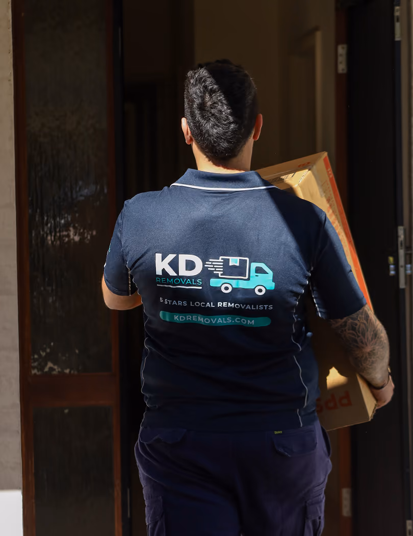 KD Removals team members carrying moving boxes
