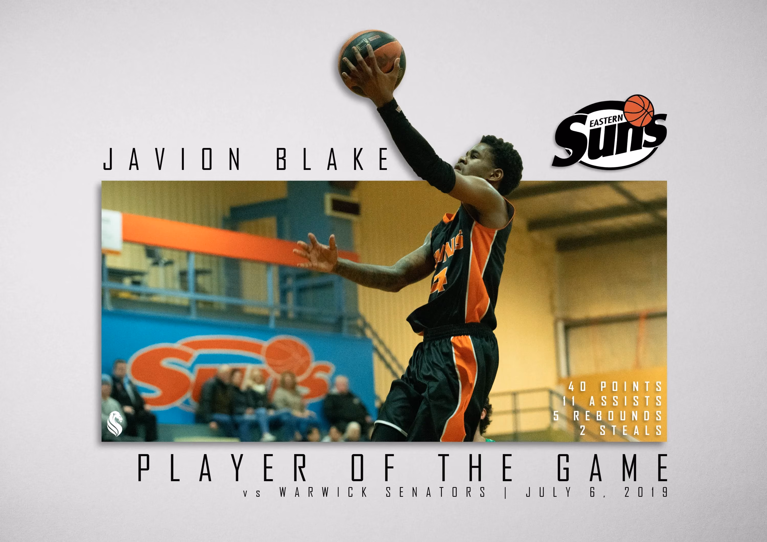 Javion player of the game graphic against the Senators