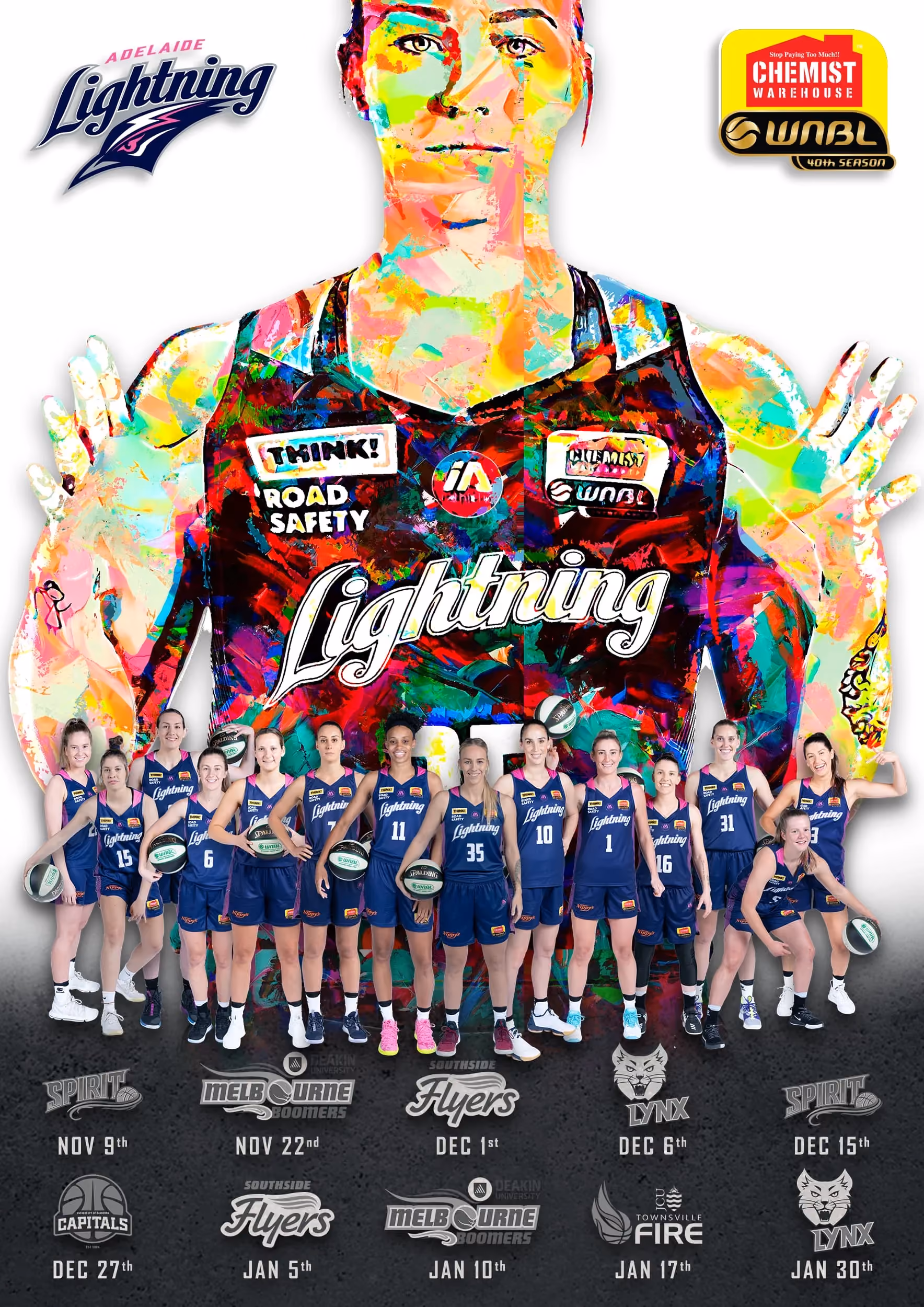 Adelaide Lightning team poster