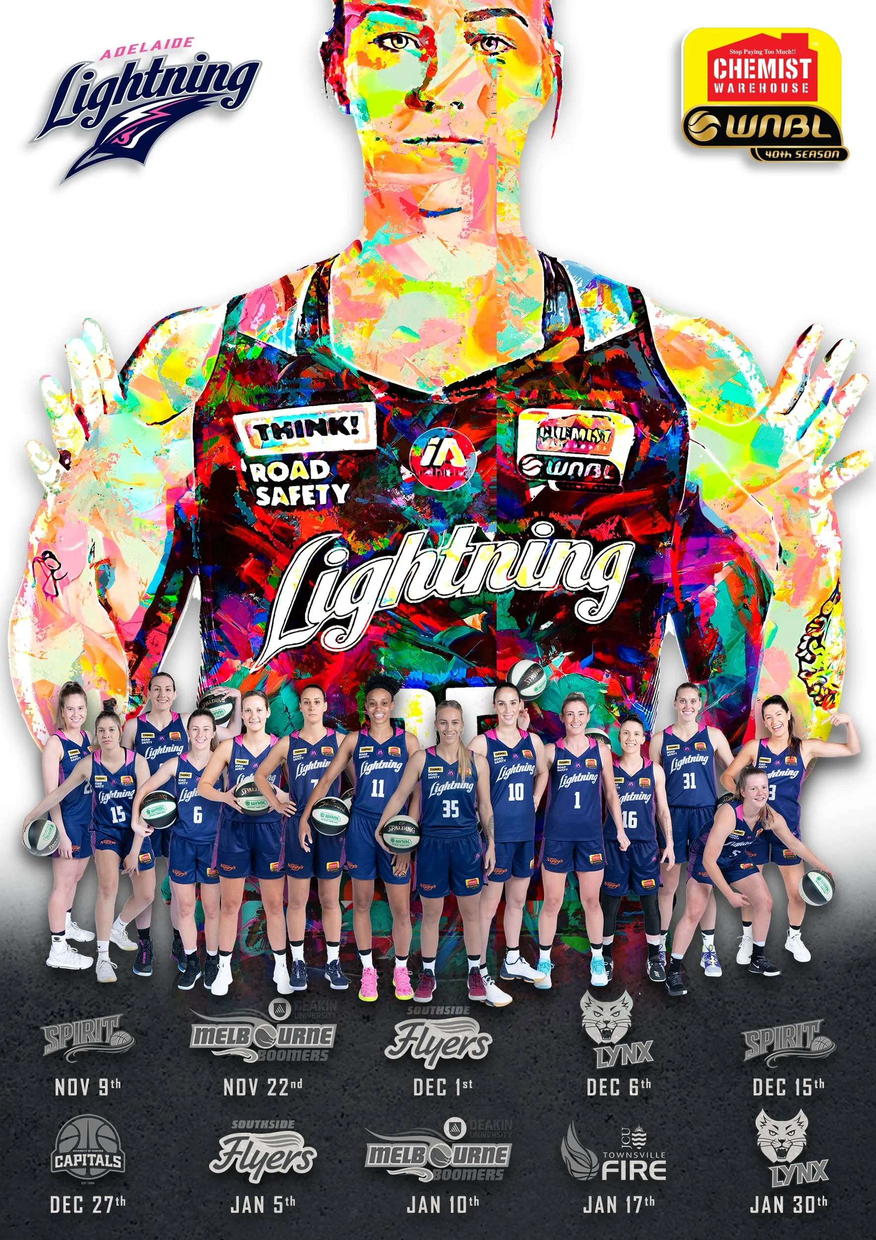 Adelaide Lightning team poster