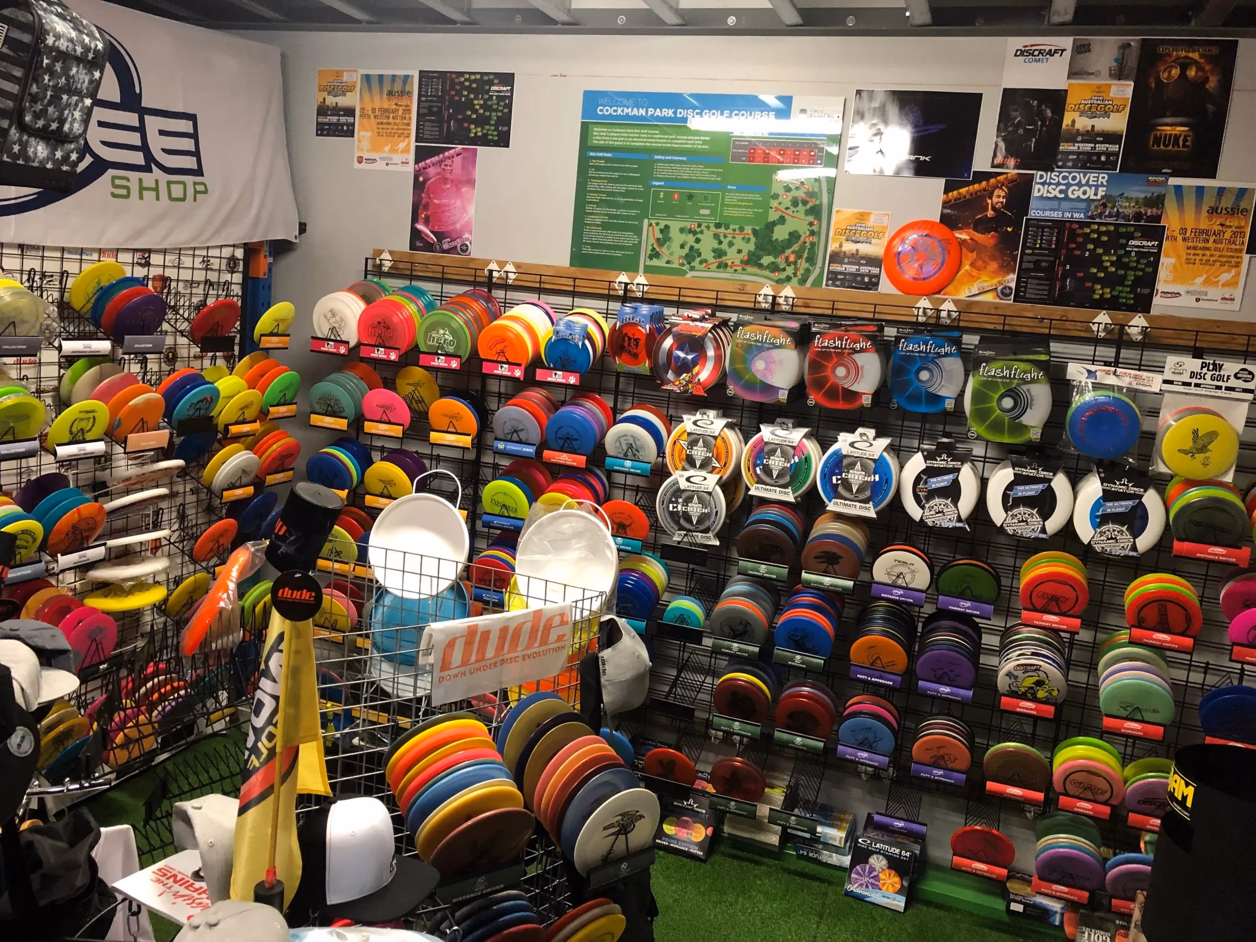 Flying Disc Store retail space filled with colourful discs, accessories and product displays, showing the brand’s specialist range and strong inventory position ahead of its peak seasonal sales campaign.
