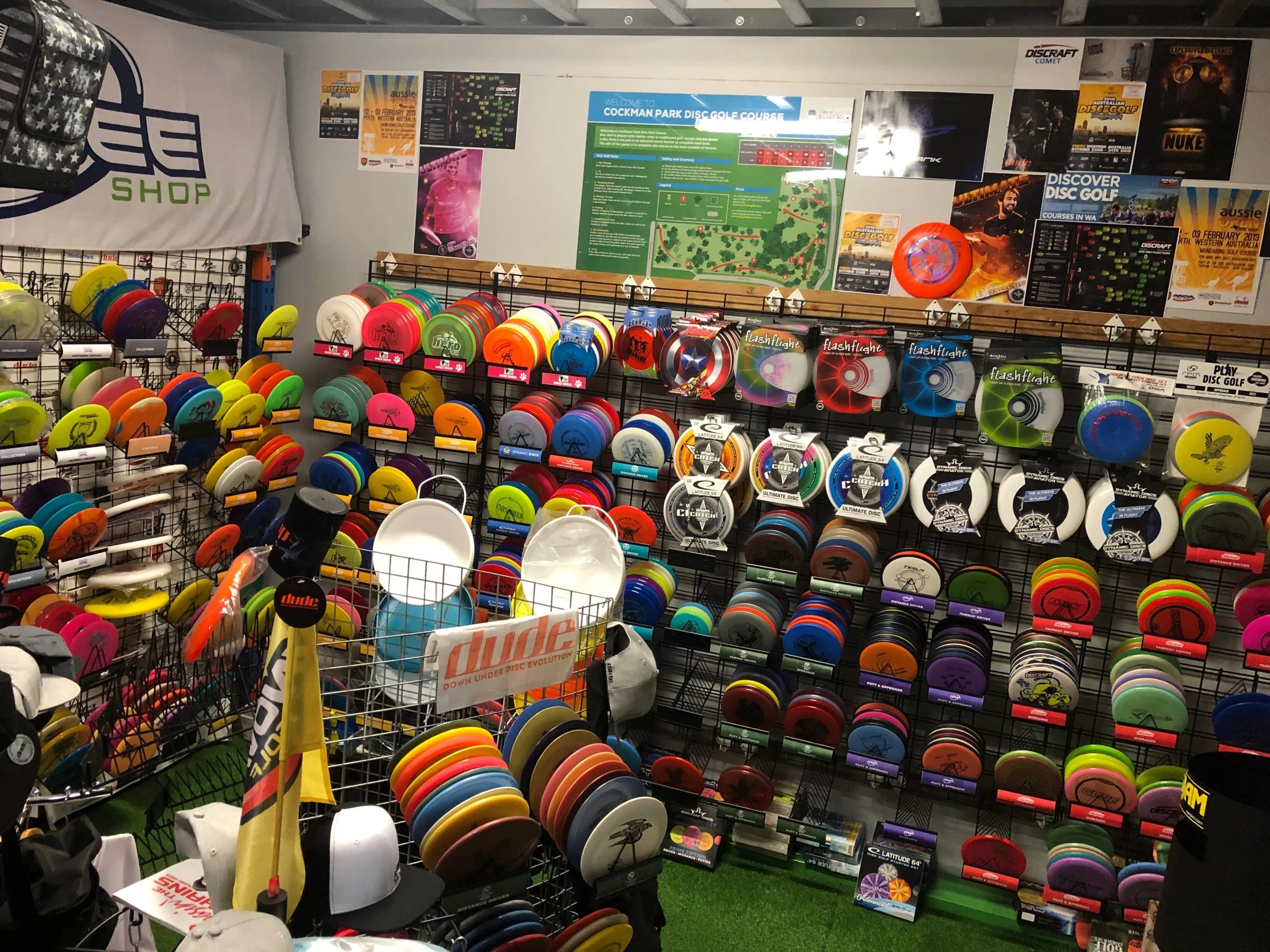 Flying Disc Store retail space filled with colourful discs, accessories and product displays, showing the brand’s specialist range and strong inventory position ahead of its peak seasonal sales campaign.