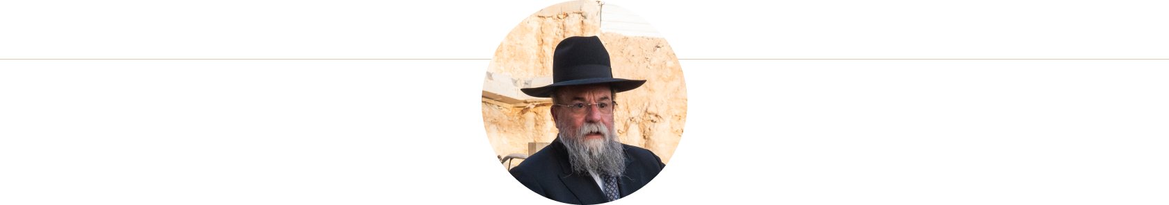 Bearded man wearing a black hat, eyeglasses, suit, and tie against a tan textured wall.