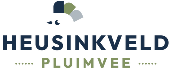 Heusinkveld Pluimvee logo with blue and green stylized icon above text.