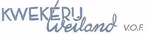 Handwritten text 'KWEKERIJ weiland V.O.F.' in blue ink on a white background.