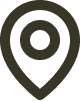 Black location pin icon with a circular center and pointed bottom.