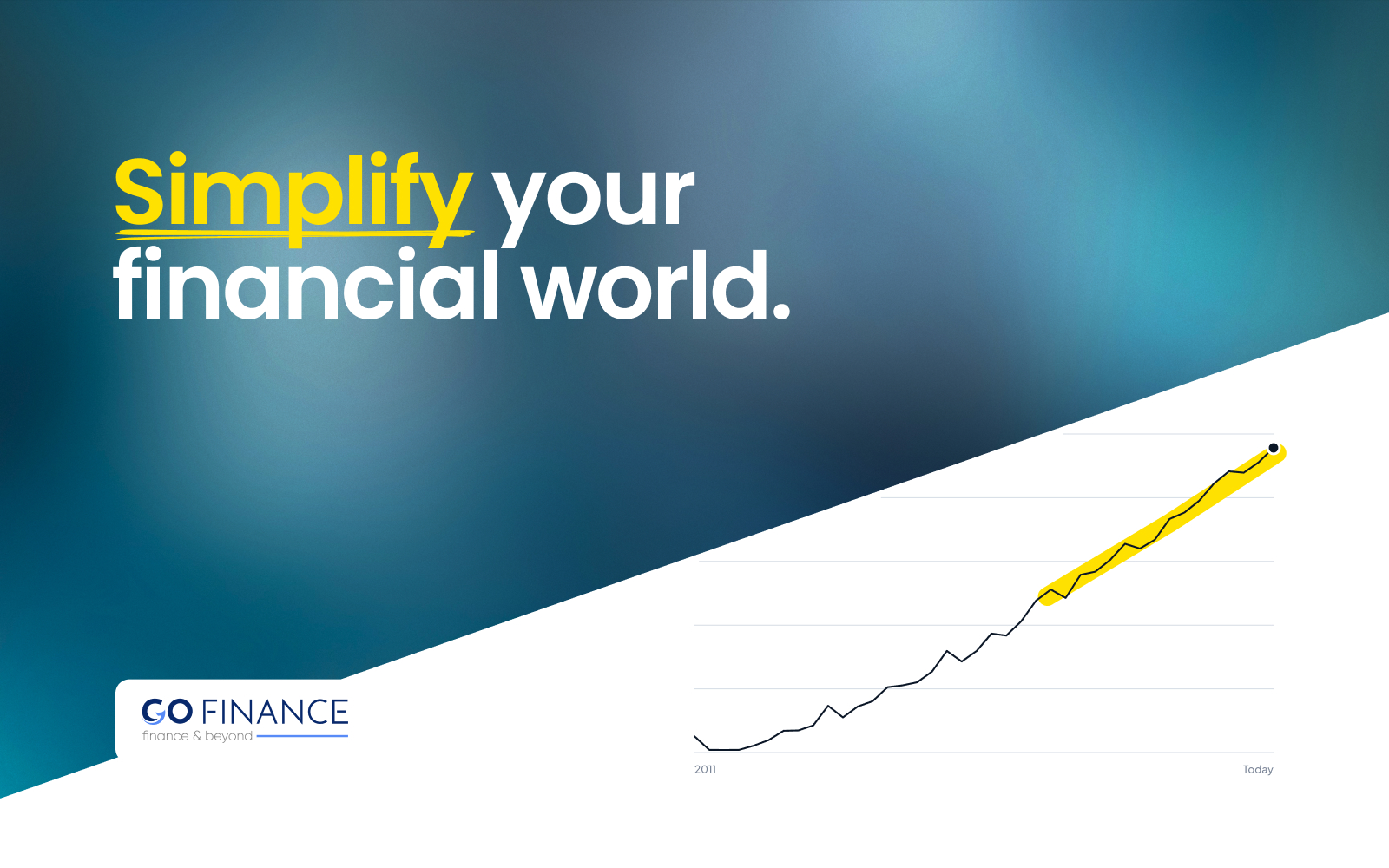 GoFinance: Simplify your financial world, with a yellow line chart
