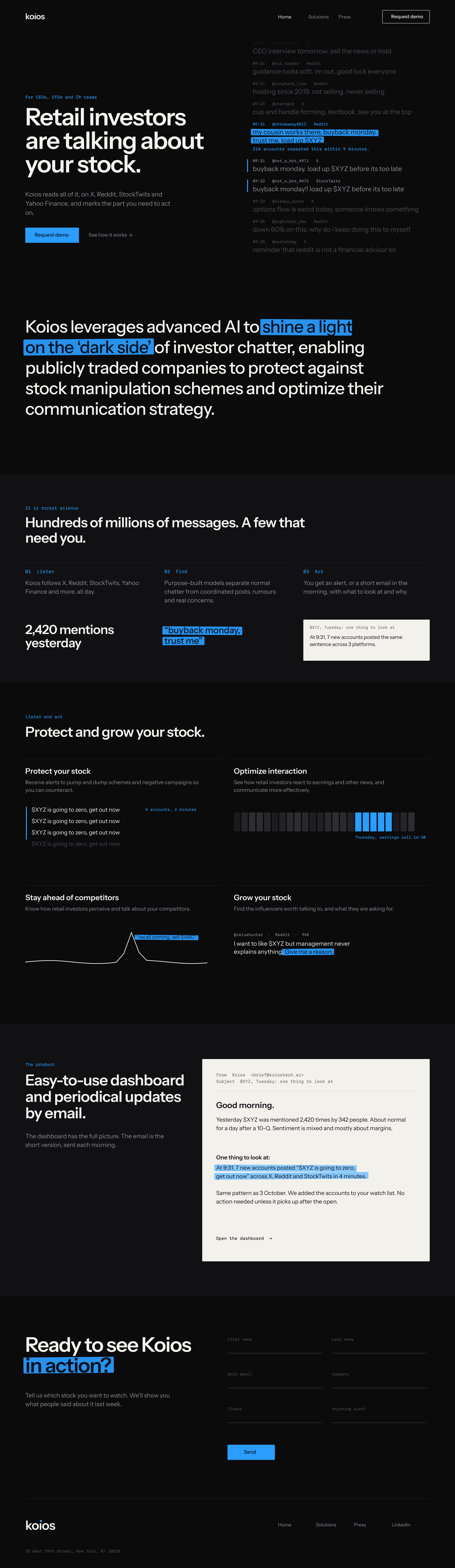 Koios website, full page