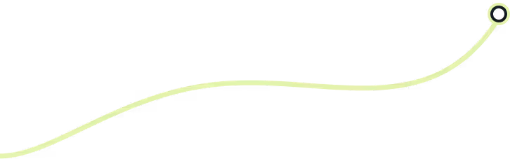 Curved light green line ending with a small circle on a black background.
