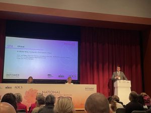 Sir Martin Oliver giving a talk on Ofsted's role at The NCASC Conference.
