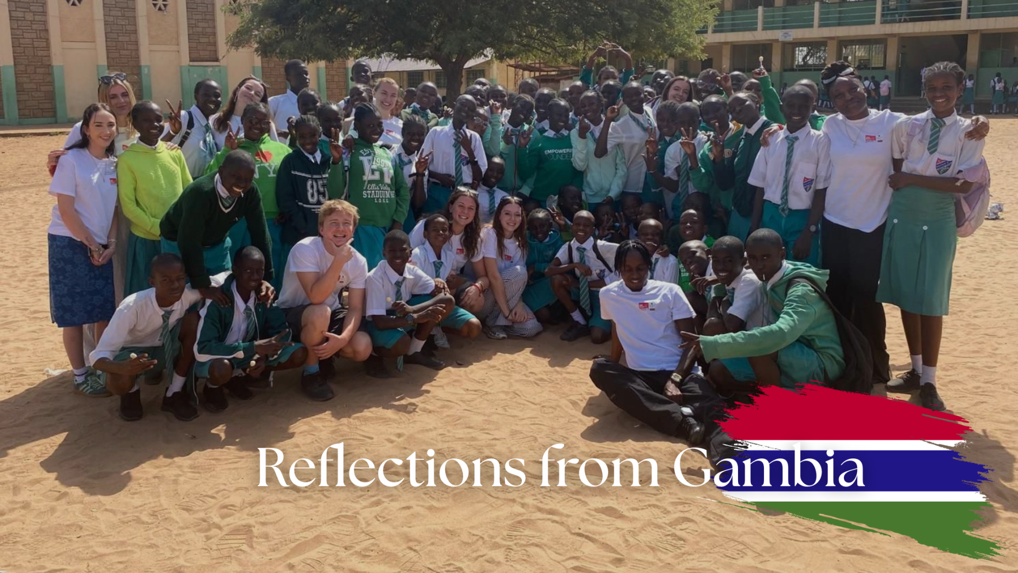A group photo with the students from UWE and children at one of the schools in Gambia.