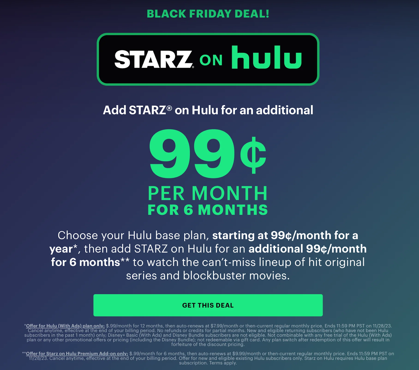 Hulu offers add-ons for discounted prices during their annual Black Friday Sale