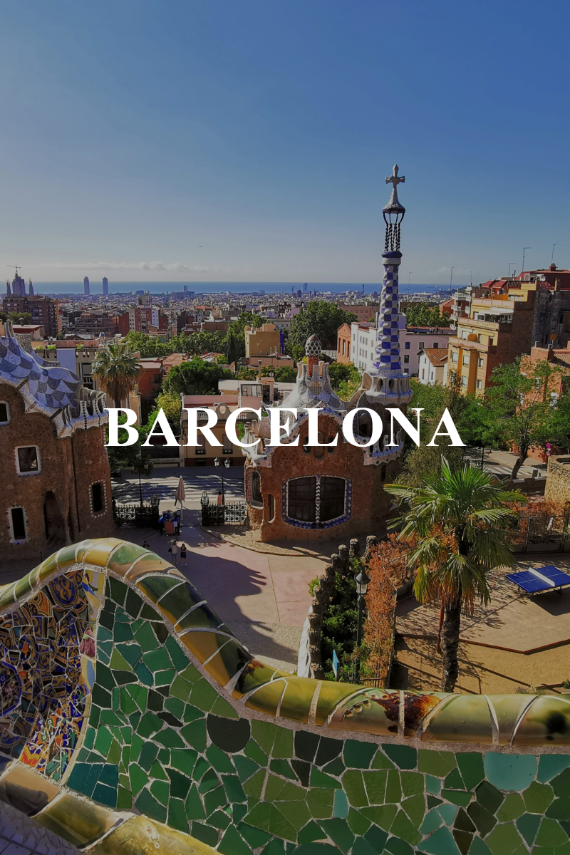 Barcelona látkép mozaik csempével 