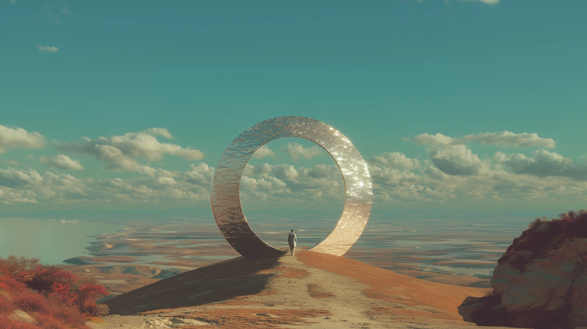 Surreal metallic ring with reflective texture