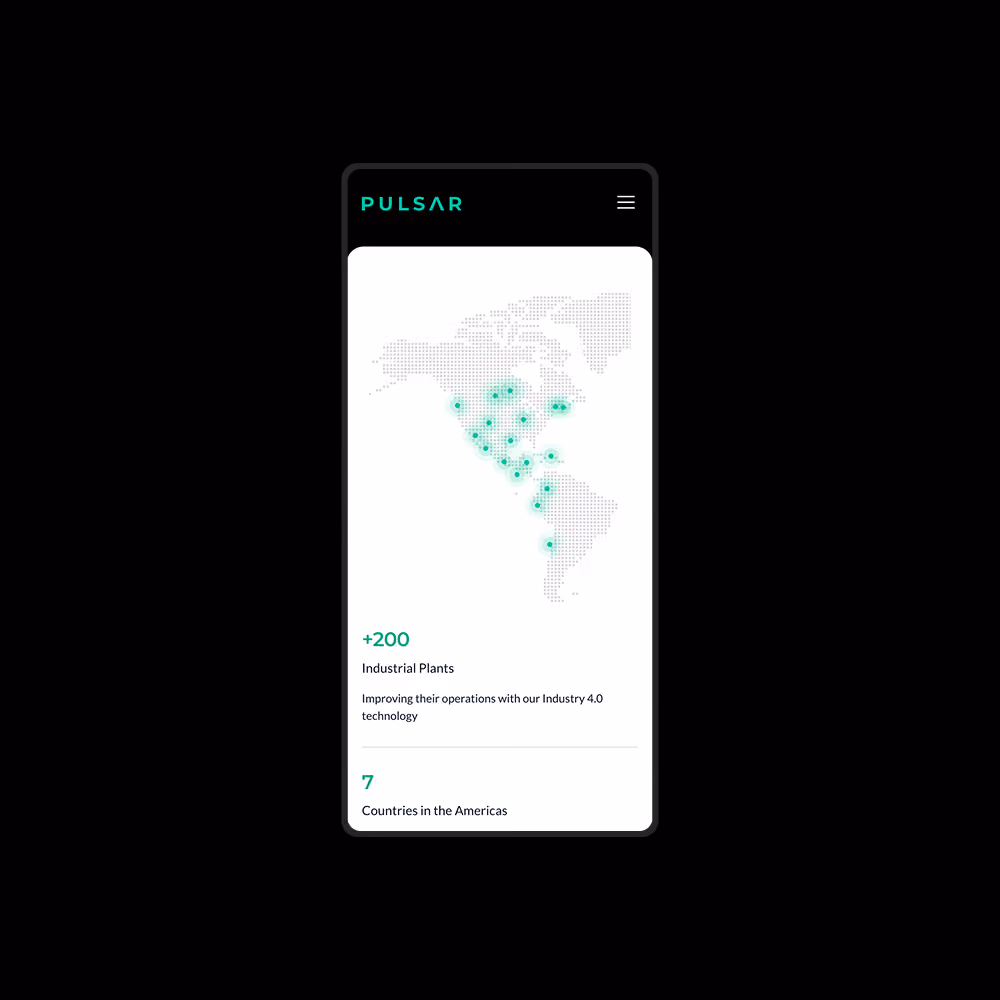 Image of Pulsar's website on mobile