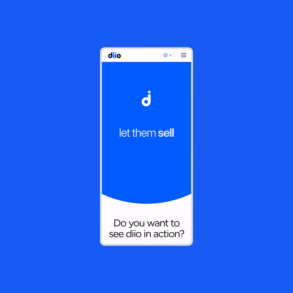 Image of diio's website on mobile