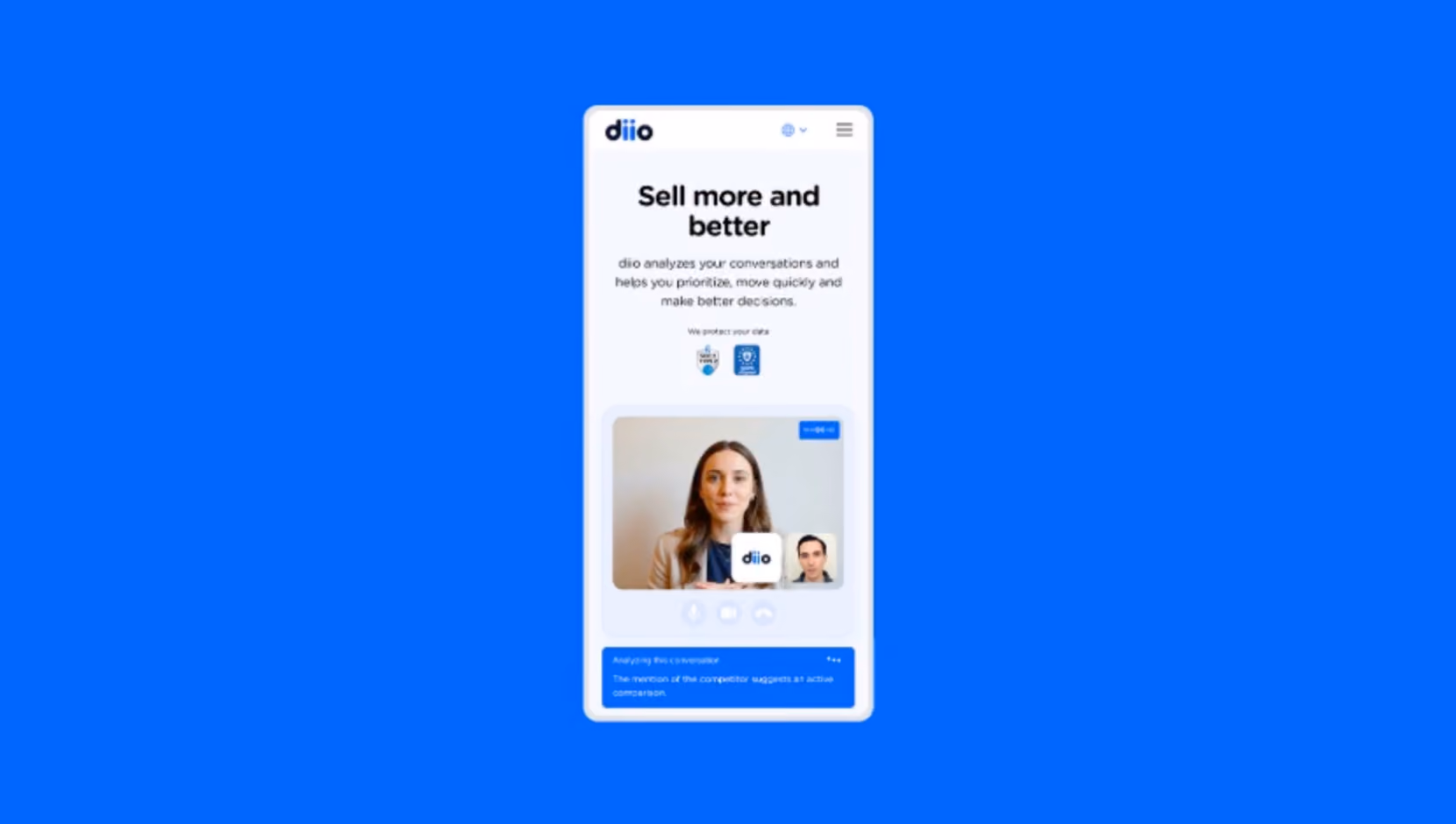 Image of diio's website on mobile
