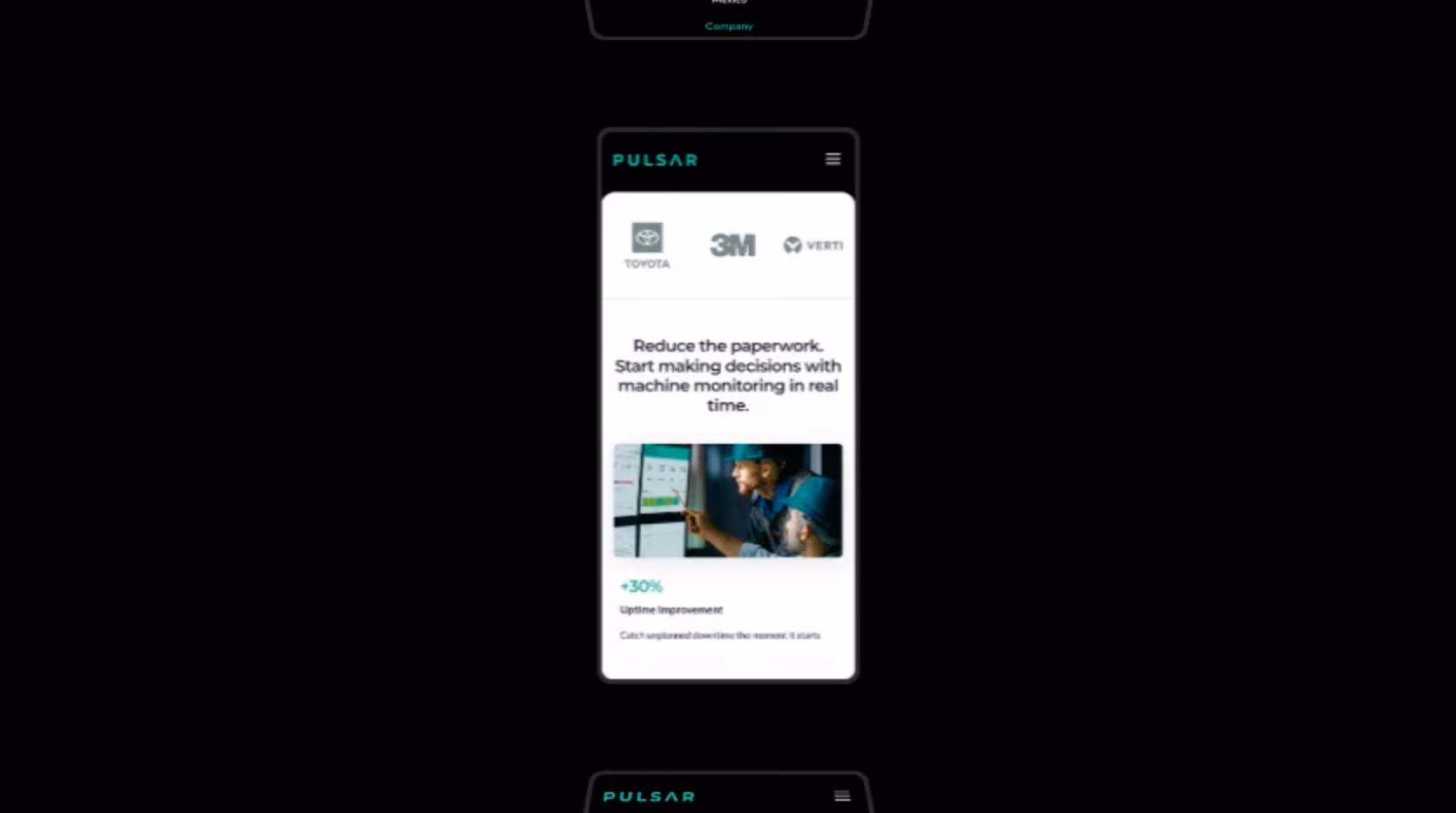 Image of Pulsar's website on mobile